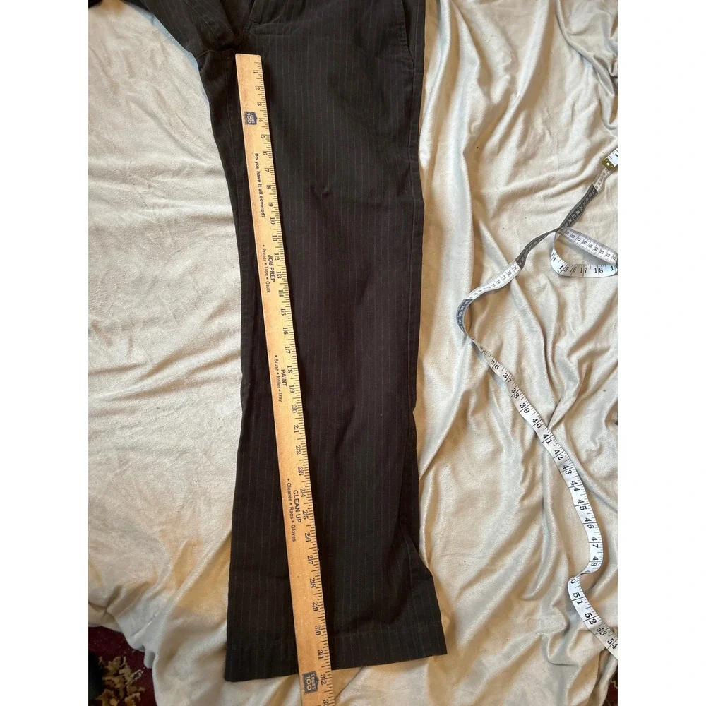 Banana Republic Heritage Mens Brown Pinstripe Cotton Trousers 33x32 Straight Leg - Picture 7 of 7